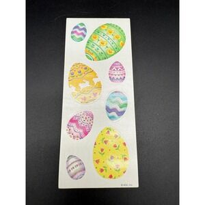 Vintage AGC Easter Egg Stickers Sheet Pastel Spring Bunnies Chicks Florals Unuse